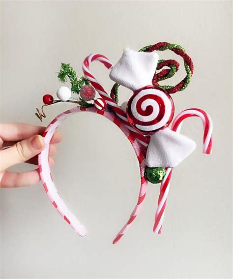A Fabulous Holiday Headband Featuring Candy Canes A Peppermint Candy Hair Bow And Glittery