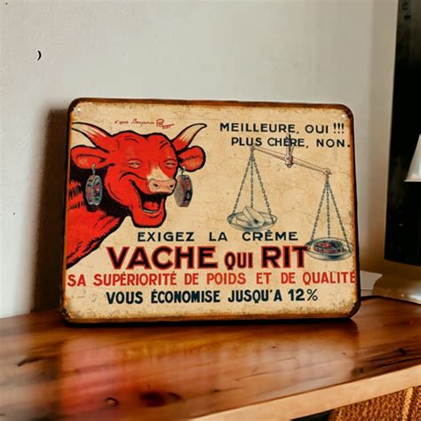 Plaque M Tal Vintage Vache Qui Rit