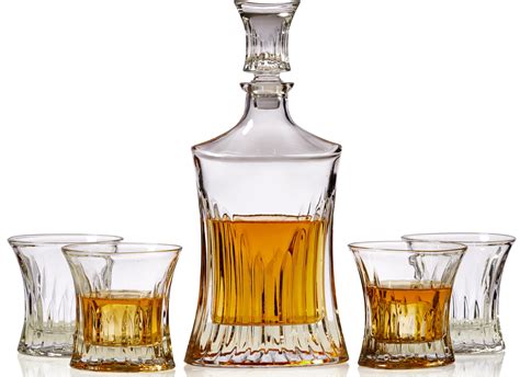 Whiskey Decanter Set Of 5 Luxury Whisky Decanter And Glass Stopper With 4 Old Fashioned
