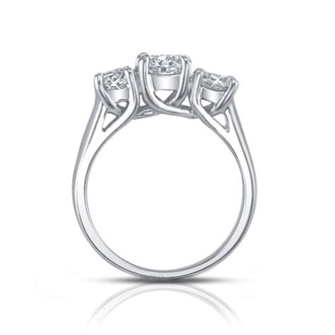 225 Ct Three Stone Round Diamond Engagement Ring With Wedding Band
