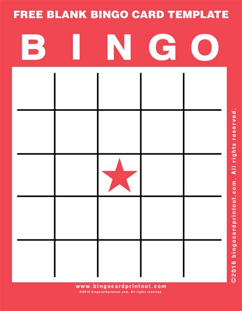 Use our free colorful blank bingo card to create your own special bingo games at parties. Free Blank Bingo Card Template - BingoCardPrintout.com