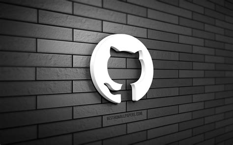 Télécharger Fonds Décran Logo 3d Github 4k Brickwall Gris Créatif