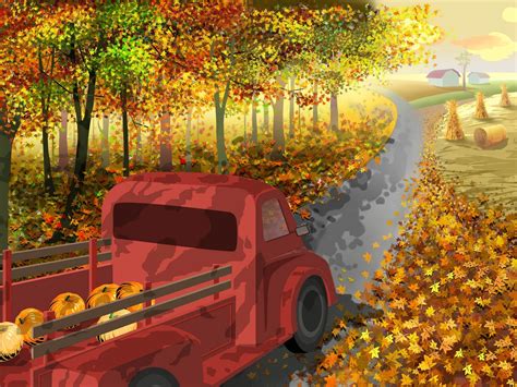 Back to the farm-Thanksgiving day wallpaper illustration design Preview