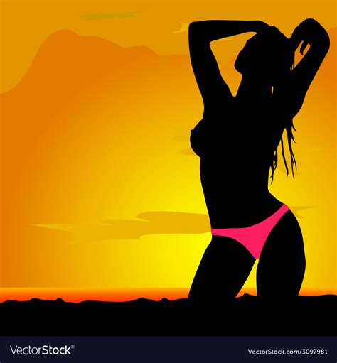 Girl Silhouette In Desert With Bikini Cartoon Vector Cartoondealer My