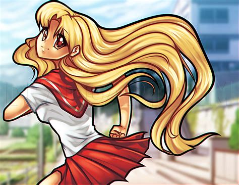 How To Draw A Running Anime Girl, Step by Step, Drawing Guide, by Dawn