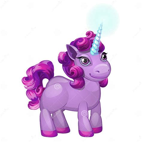 Cute Unicorn Pony With A Purple Mane Isolated On White Background