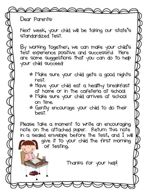 Positive Letter Letter To Parents School Testing Teaching