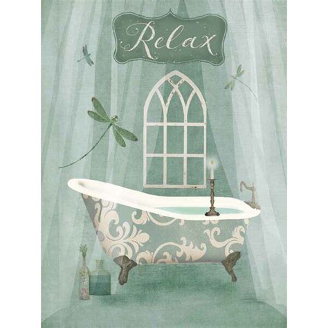 Vintage Bathroom Inspired Relax Green Bathtub On Canvas By Beth Albert