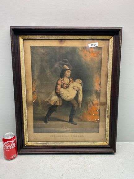 Antique Currier And Ives The American Fireman Lithograph Dixons
