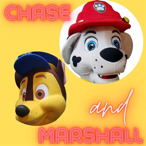 Plush Paw Patrol Chase And Marshall Mascot Fancy Dress Up Costume Hire