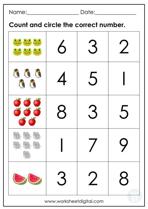 Count And Circle The Number Worksheet Digital