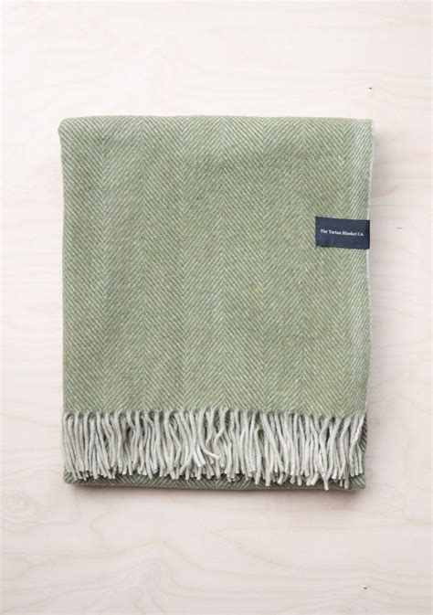 Recycled Wool Knee Blanket In Olive Herringbone In 2020 Wool Blanket