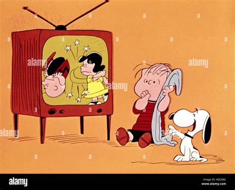 Peanuts Charlie Brown Lucy On Tv Linus And Snoopy Watching Stock