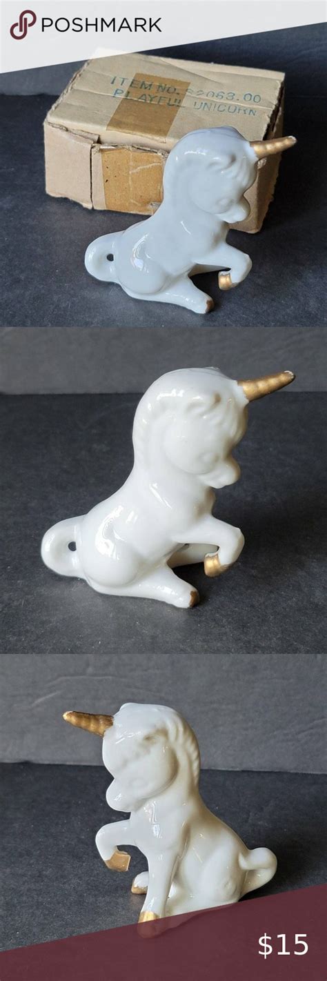 Vintage Spencer Ts White And Gold Playful Unicorn Figurine Original