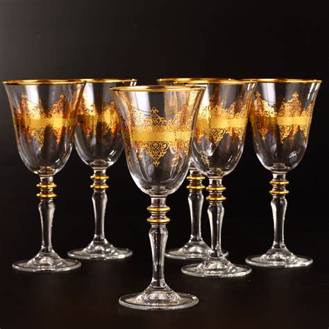 Gold Rimmed Middle Eastern Style Wine Glasses Set