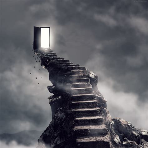 2932x2932 Surrealism Dark Hell Stairs Ipad Pro Retina Display Wallpaper