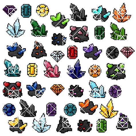 Gemstone Pack Pixel Art GameDev Market