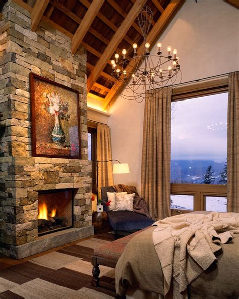 Small Bedroom Fireplace 1 In A Mountain Getaway Log Home Bedroom