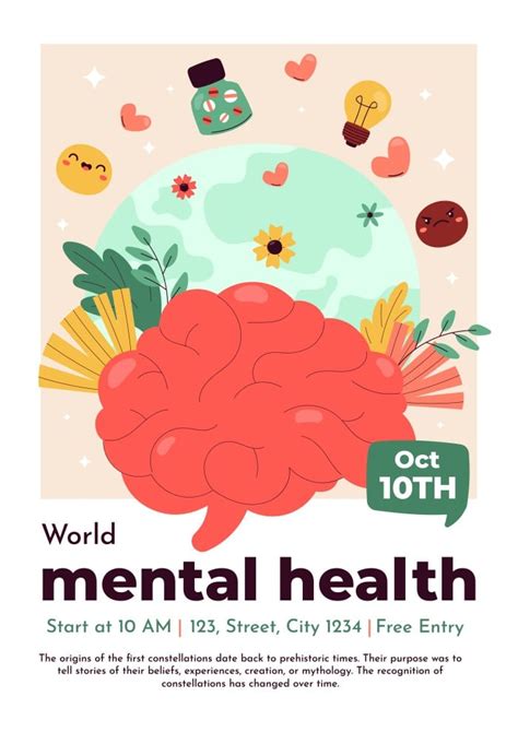 Free Happy World Mental Health Day Poster Template