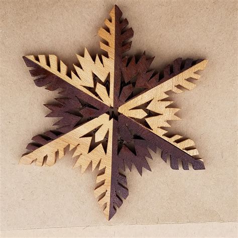 Scroll Saw Christmas Ornament Snowflake Made From Walnut And Maple