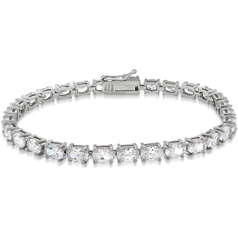 Glitzy Rocks - Cubic Zirconia Sterling Silver Oval Tennis ...