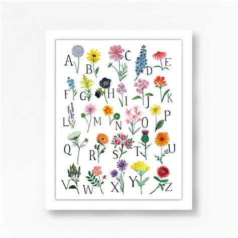 Prints Art And Collectibles Digital Prints Floral Abc Chart Alphabet Art