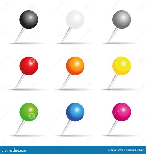 Set Of Colored Pins For Office Stock Vector Illustration Of Post