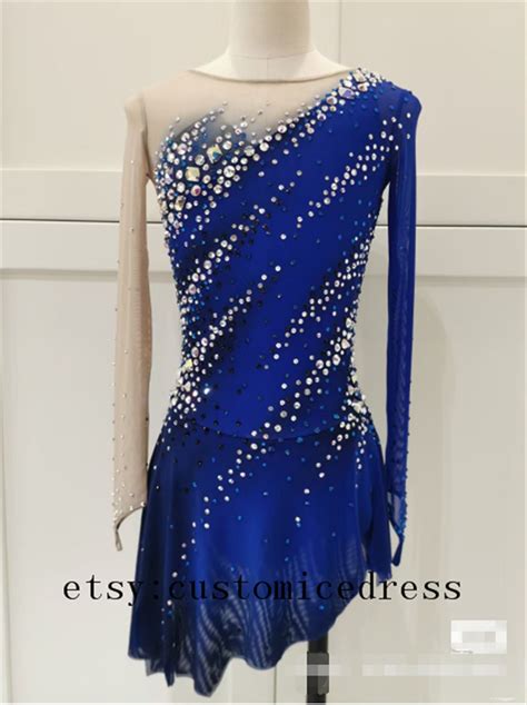 Blue Ice Dance Dress For Girls Custom Ice Dresses Women Beaded Etsy