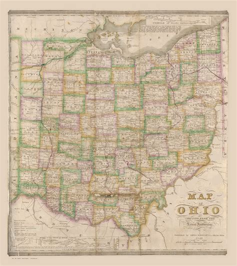 Ohio State 1840 Greenleaf Old State Map Reprint Old Maps