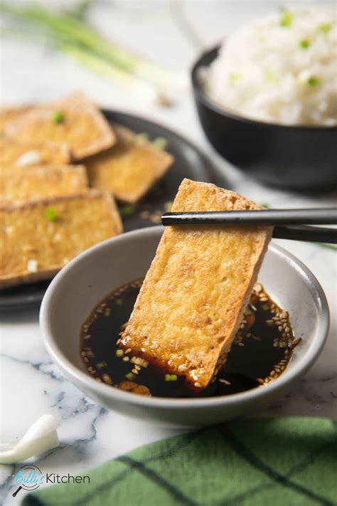 Pan Fried Tofu With Soy Dipping Sauce Billis Kitchen