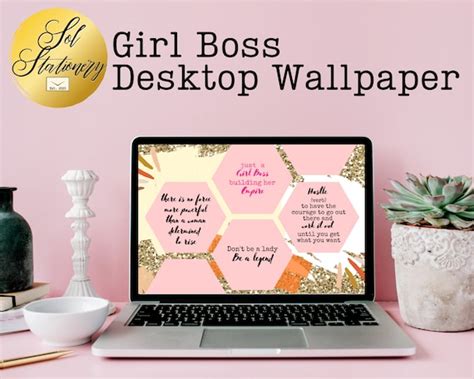 Girl Boss Quotes Desktop Wallpaper Set Of Four Rotating Etsy