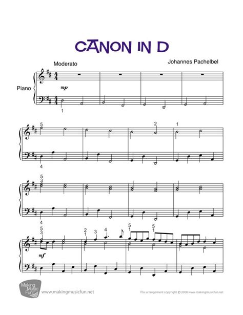 These notes are easy to get lost in when playing at speed. Canon in D | Sheet Music for Piano (Digital Print ...