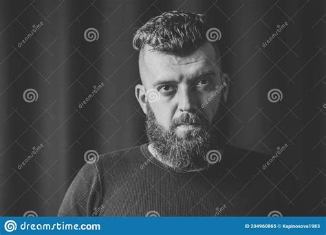 Stylish Bearded Hipster Male Portrait Of A Brunette Man With A Beard