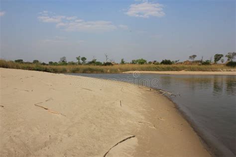 A Sandy River Bank With The Calm Water Stock Image Image Of Clean