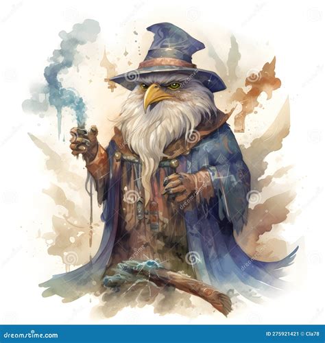 Old Wise Mystical Wizard Eagle Ai Generative Illustration Stock