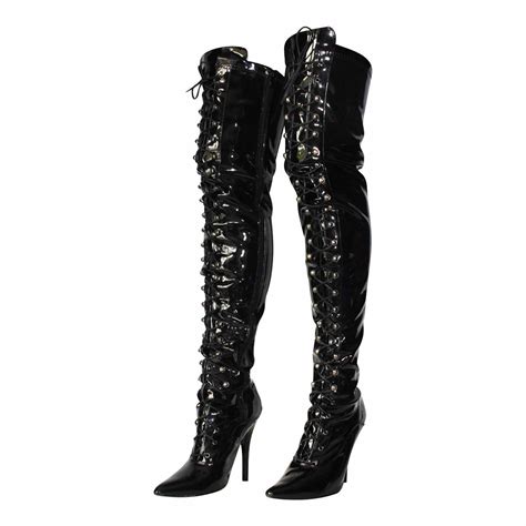 mens lace up over knee thigh high sexy stiletto heel fetish boots new size 9 12 ebay