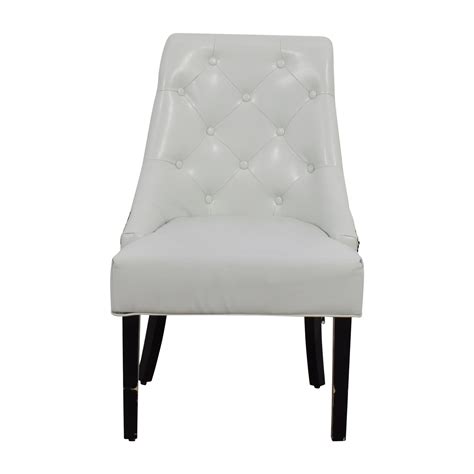 White Leather Accent Chair 