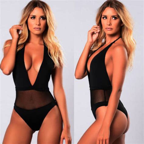 2018 New Black Mesh Bathing Suit Sexy Womens Bikini Set Push Up Bandage Swimsuit Beachwear