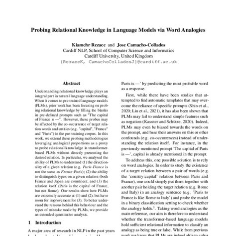 Probing Relational Knowledge In Language Models Via Word Analogies Acl Anthology