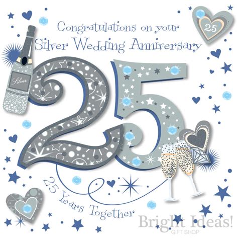 After all, spending a quarter of a century in love with one person is to be celebrated. 25th Silver Wedding Anniversary Card by Ling Design ...