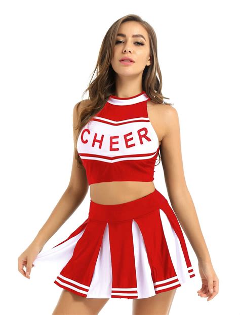 Red Cheerleader Girl Uniform Costume Cheerleader Costume Sports