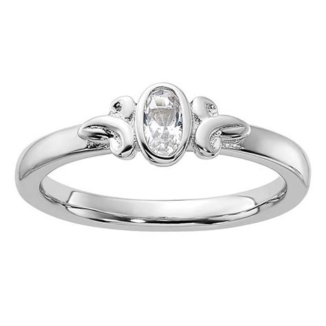 Stacks And Stones Sterling Silver Stackable Lab Created White Sapphire Ring