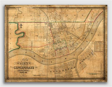 1838 Cincinnati Ohio Vintage Old Panoramic City Map 18x24 Ebay