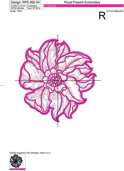 Free Machine Embroidery Design Peony Royal Present Embroidery