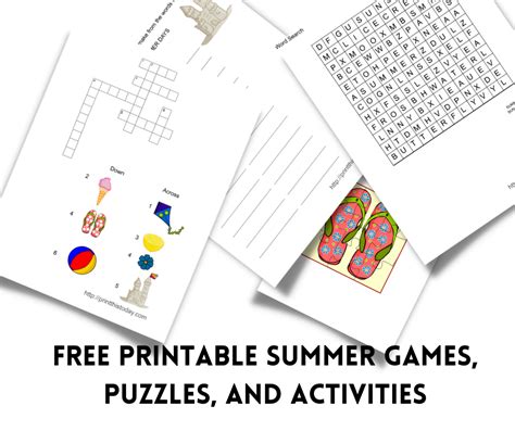 Free Printable Summer Games Puzzles And Activities