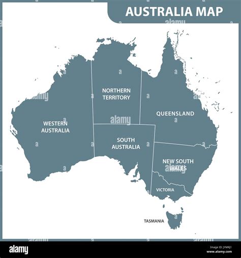 The Detailed Map Of The Australia With Regions Stock Vector Image And Art