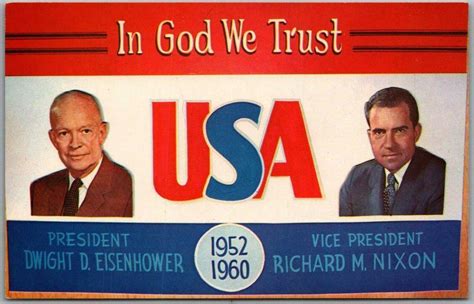 Vintage 1950s President Dwight Eisenhower Postcard W Vp Richard