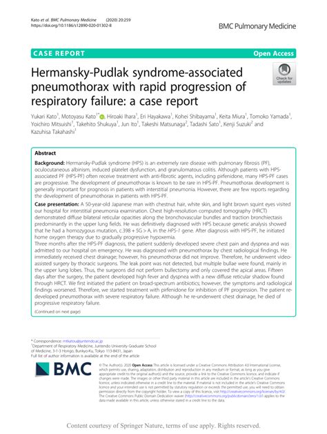 Pdf Hermansky Pudlak Syndrome Associated Pneumothorax With Rapid