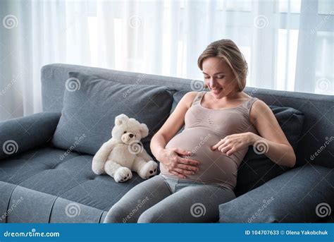 Joyful Expectant Mother Having Fun At Home Stock Image Image Of Birth Expectant 104707633