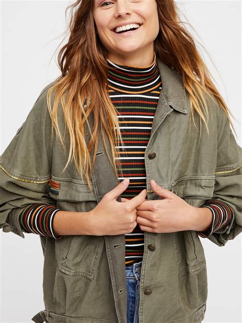 Free People Cotton Slouchy Military Jacket Lyst